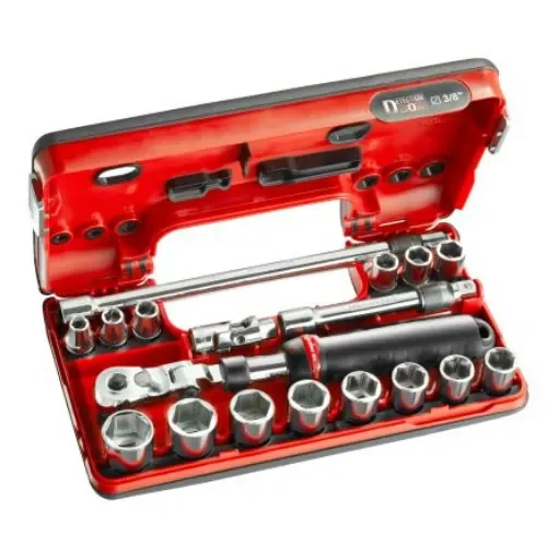 Facom 18-Piece Metric 3/8 in Standard Socket Set with Ratchet, 6 point - JXL.DBOX1 product image
