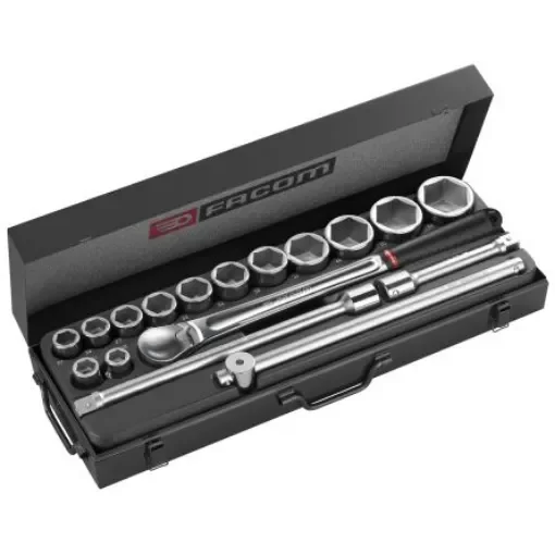 Facom 17-Piece Metric 3/4 in Standard Socket Set with Ratchet, 6 point - KL.411 product image