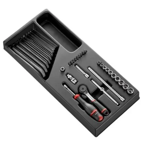 Facom 32-Piece Metric 1/4 in Standard Socket/Allen Key/Bit Set with Ratchet, 6 point - MOD.R161-16 product image