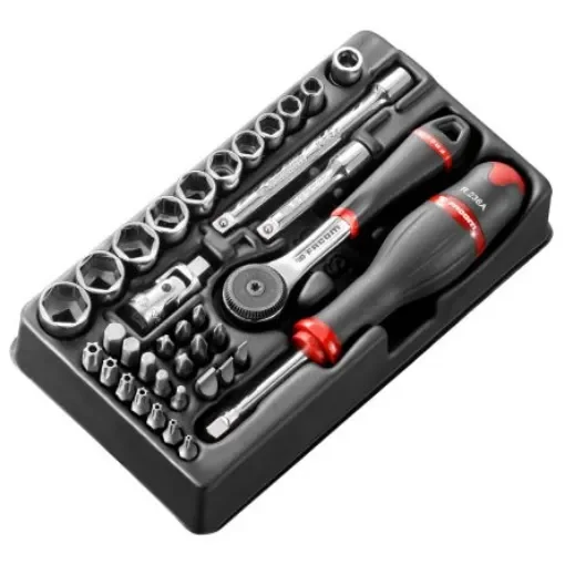 Facom 37-Piece Metric 1/4 in Standard Socket/Bit Set with Ratchet, 6 point - MOD.R161-66 product image