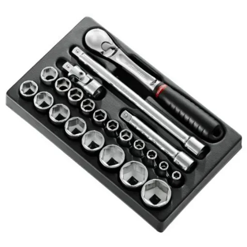 Facom 23-Piece Metric 1/2 in Standard Socket Set with Ratchet, 6 point - MOD.SL161-36 product image