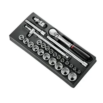 Facom 26-Piece Metric 1/2 in Standard Socket Set with Ratchet, 6 point - MOD.SL161-46 product image