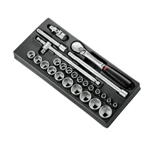 Facom 26-Piece Metric 1/2 in Standard Socket Set with Ratchet, 6 point - MOD.SL161-46 product image