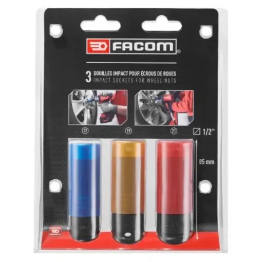 Facom 3-Piece Metric 1/2 in Wheel Nut Socket Set, 6 point - NSI.3LPB product image