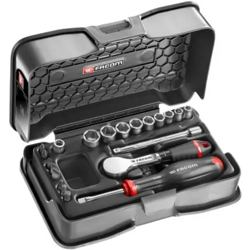 Facom 21-Piece Metric 1/4 in Standard Socket/Bit Set with Ratchet, 6 point - R.181-4P6 product image