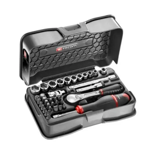 Facom 37-Piece Metric 1/4 in Standard Socket/Bit Set with Ratchet, 6 point - RL.161-6P6 product image
