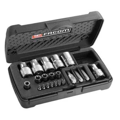 Facom 21-Piece Metric 1/2", 1/4" Standard Socket/Bit Set, Torx - RSX.19BPB product image