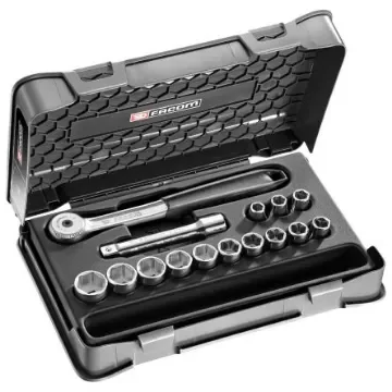 Facom 15-Piece Metric 1/2" Standard Socket Set with Ratchet, 6 point - S.151-1P6 product image