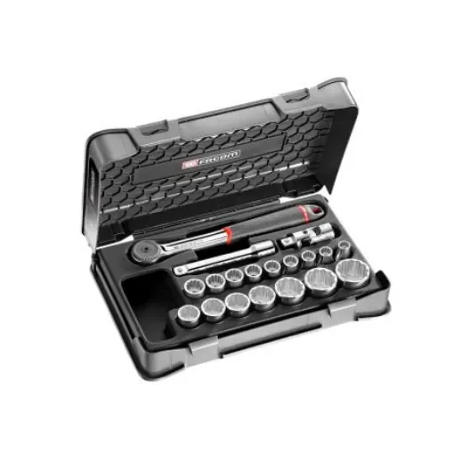 Facom 19-Piece Metric 1/2 in Standard Socket Set with Ratchet, 12 point - S.161-2P12 product image