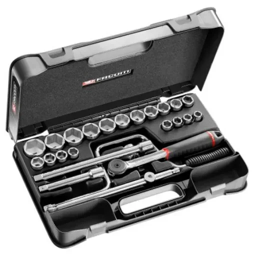 Facom 25-Piece Imperial 1/2 in Standard Socket Set with Ratchet, 6 point - S.161-3P6U product image