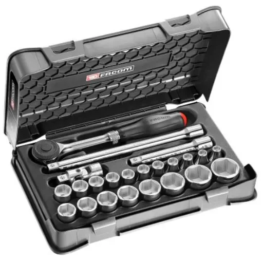 Facom 23-Piece Metric 1/2 in Standard Socket Set with Ratchet, 6 point - S.360-3P6 product image
