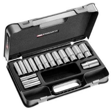 Facom 16-Piece Metric 1/2 in Deep Socket Set, 12 point - S.404AE product image