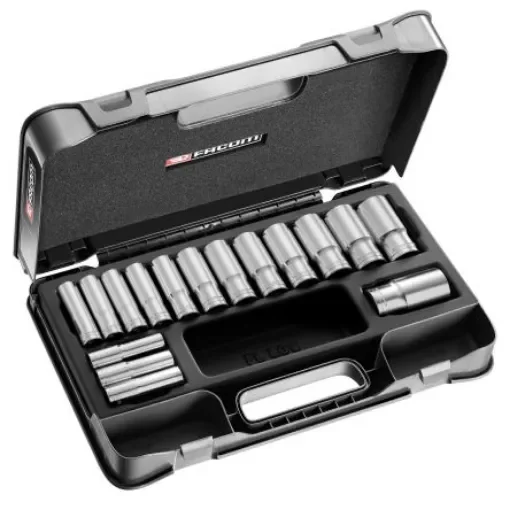 Facom 16-Piece Metric 1/2 in Deep Socket Set, 6 point - S.405AE product image