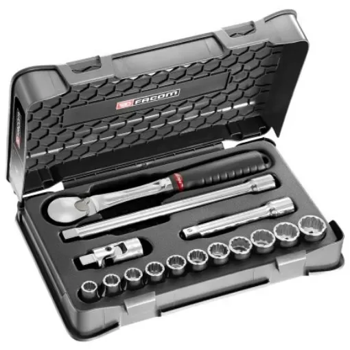 Facom 15-Piece Imperial 1/2 in Standard Socket Set with Ratchet, 12 point - SL.161-1P12U product image