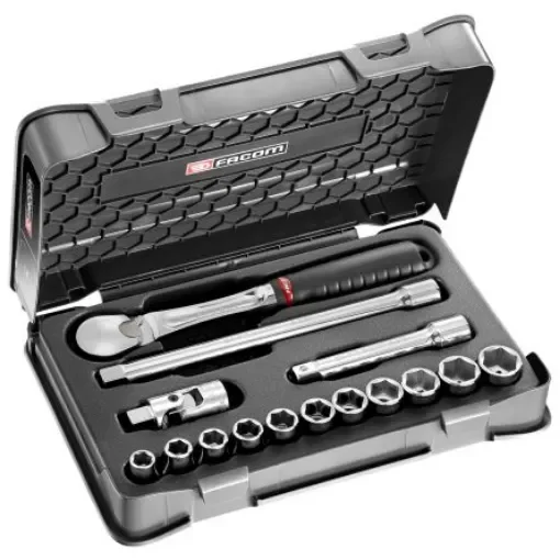 Facom 15-Piece Imperial 1/2 in Standard Socket Set with Ratchet, 6 point - SL.161-1P6U product image