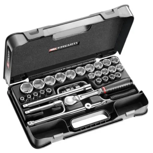 Facom 30-Piece Metric 1/2 in Standard Socket Set with Ratchet, 6 point - SL.161-5P6 product image