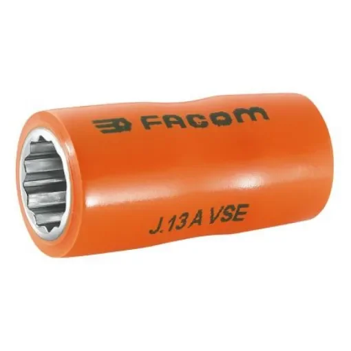 Facom 3/8 in Drive 13mm Insulated Standard Socket, 12 point, VDE/1000V, 46 mm Overall Length - J.13AVSE product image