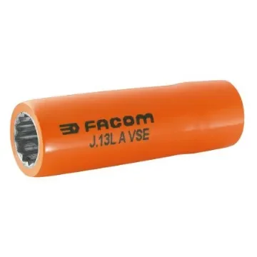 Facom 3/8 in Drive 17mm Insulated Long Socket, 12 point, VDE/1000V, 76 mm Overall Length - J.17LAVSE product image