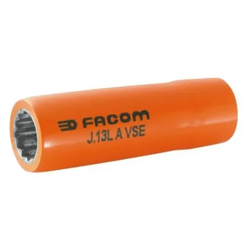 Facom 3/8 in Drive 18mm Insulated Long Socket, 12 point, VDE/1000V, 76 mm Overall Length - J.18LAVSE product image