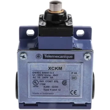 Telemecanique Sensors OsiSense XC Series Plunger Limit Switch, NO/NC, IP66, DP, Zinc Alloy Housing, 240V ac Max, 10A Max - XCKM110H29 product image