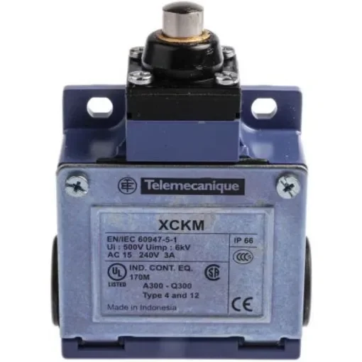 Telemecanique Sensors OsiSense XC Series Plunger Limit Switch, NO/NC, IP66, DP, Zinc Alloy Housing, 240V ac Max, 10A Max - XCKM110H29 product image