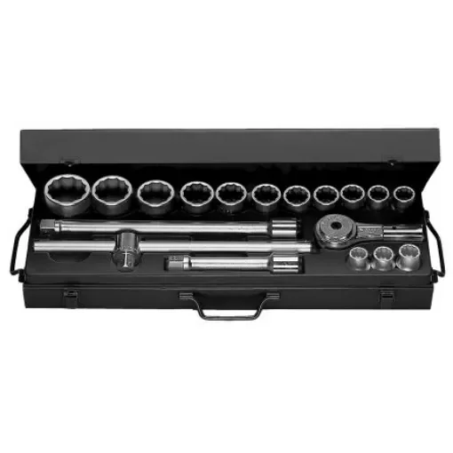 Facom 18-Piece Metric 3/4 in Standard Socket Set with Ratchet, 12 point - K.436E product image