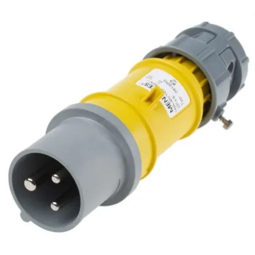 MENNEKES, PowerTOP IP44 Yellow Cable Mount 3P Industrial Power Plug, Rated At 16A, 110 V - 3918RS product image
