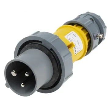 MENNEKES, PowerTOP IP67 Yellow Cable Mount 3P Industrial Power Plug, Rated At 16A, 110 V - 3794RS product image