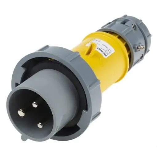 MENNEKES, PowerTOP IP67 Yellow Cable Mount 3P Industrial Power Plug, Rated At 32A, 110 V - 3829RS product image
