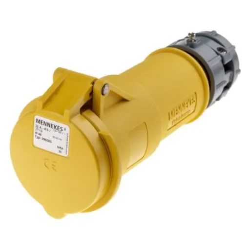 MENNEKES, PowerTOP IP44 Yellow Cable Mount 3P Industrial Power Socket, Rated At 32A, 110 V - 3965 product image