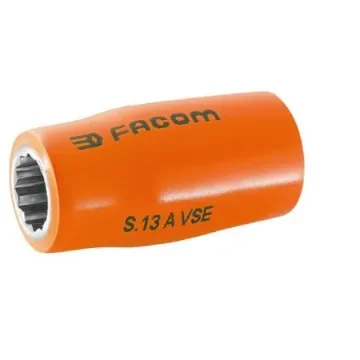 Facom 1/2 in Drive 12mm Insulated Standard Socket, 12 point, VDE/1000V, 52 mm Overall Length - S.12AVSE product image