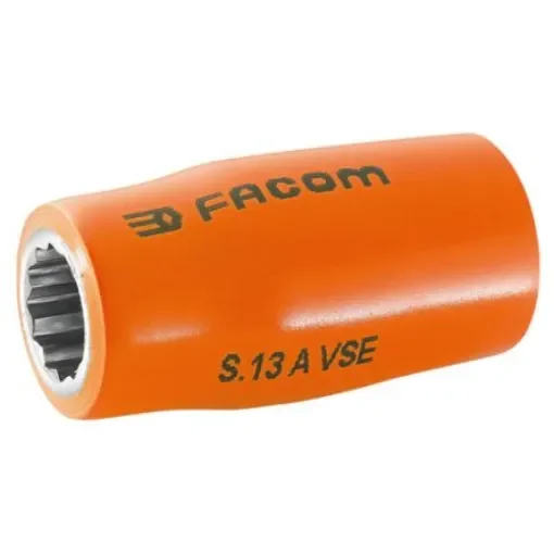 Facom 1/2 in Drive 17mm Insulated Standard Socket, 12 point, VDE/1000V, 52 mm Overall Length - S.17AVSE product image