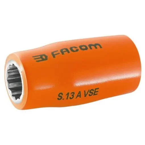 Facom 1/2 in Drive 19mm Insulated Standard Socket, 12 point, VDE/1000V, 52 mm Overall Length - S.19AVSE product image