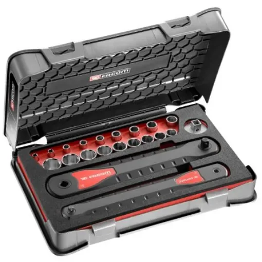 Facom 21-Piece Metric 1/4", 3/8" Standard Socket Set with Ratchet, 6 point - AXS.SMJ1 product image