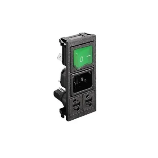 Bulgin C14 Vertical Panel Mount IEC Connector Male, 10A - BZV03/Z0000/75 product image