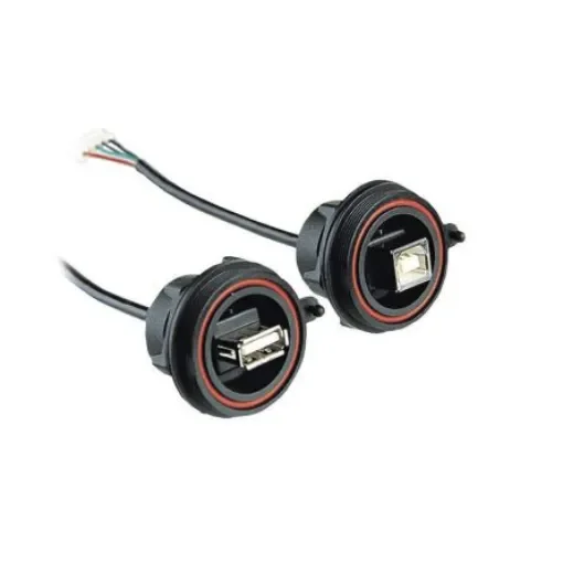 Bulgin, Panel Mount, Socket- Single Port Type B 2.0 IP68 USB Connector - PX0844/B/0M50/B product image