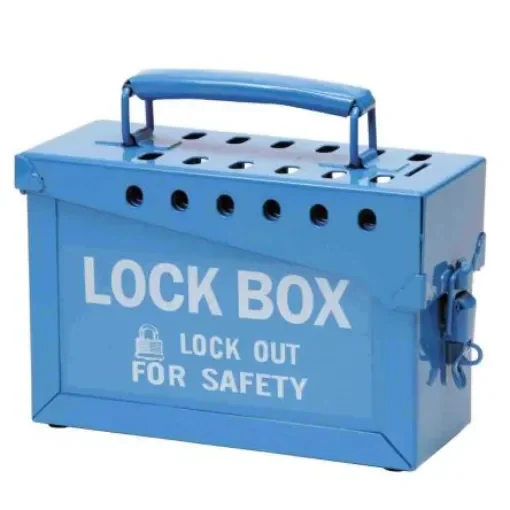 Brady 13 Padlock Lockout Station - METAL LOCK BOX, 13 LOCK, BLUE product image