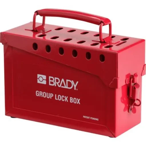 Brady 13 Padlock Lockout Station - METAL LOCK BOX, 13 LOCK, RED product image