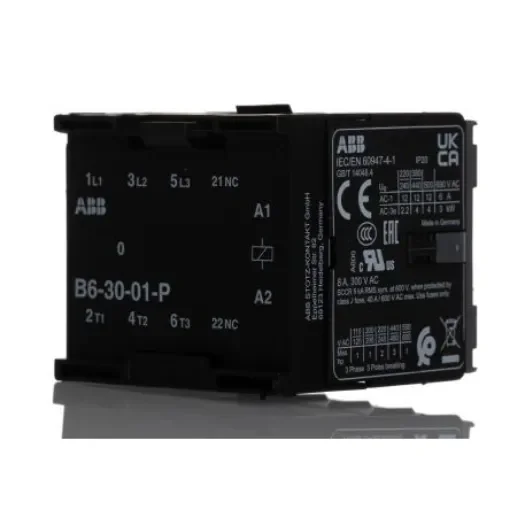 ABB B6-30-01-P B6 Contactor, 240 V Coil, 3-Pole, 20 A, 4 kW, 3NO - GJL1211009R8010 B6-30-01-P 220-240V AC product image
