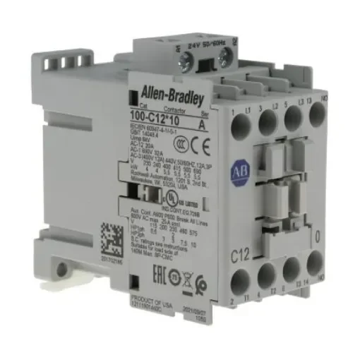 Allen Bradley 100 Series 100C Contactor, 24 V ac Coil, 3-Pole, 12 A, 5.5 kW, 3NO, 690 V ac - 100-C12KJ10 product image
