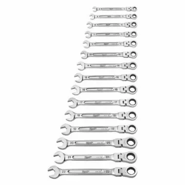 Milwaukee 15-Piece Ratchet Spanner Set, 8 mm, 9 mm, 10 mm, 11 mm, 12 mm, 13 mm, 14 mm, 15 mm, 16 mm, 17 mm, 18 mm, 19 - 4932478558 product image
