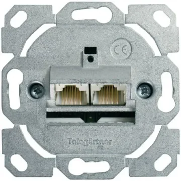 Telegartner Telegartner Data Series, Angled Cat6a 2 Way RJ11, RJ12, RJ45 Outlet,With Shielded Shield Type - J00020A0502 product image