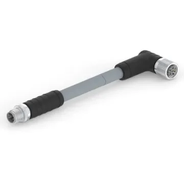 TE Connectivity Straight Male 5 way M12 to Right Angle Female 5 way M12 Sensor Actuator Cable, 1.5m - T41626B9L25-003 product image