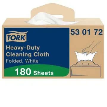 Tork White Non Woven Fabric Cloths for Heavy Duty Cleaning, Box of 180, 41.5 x 35.5cm, Repeat Use - 530172 product image