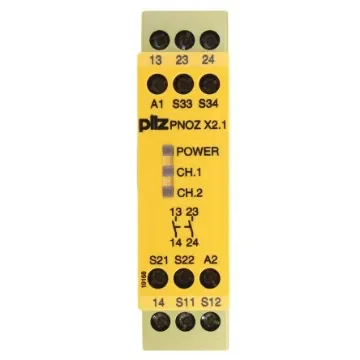 Pilz PNOZ X PNOZ X2.1 Emergency Stop Safety Relay, 24V ac/dc, Dual-Channel, 2 Safety Contacts - 774306 product image