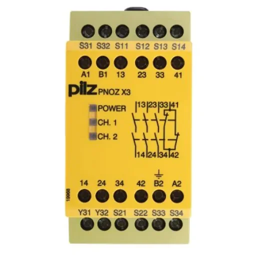 Pilz PNOZ X PNOZ X3 Emergency Stop Safety Relay, 24 V dc, 110V ac, Dual-Channel, 3 Safety Contacts - 774314 product image
