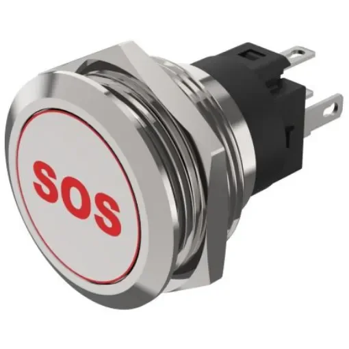 EAO 82 Series Illuminated Push Button Switch, Momentary, Panel Mount, 22.3mm Cutout, SPDT, Red LED, 240V, IP65, IP67 - 82-6151.1A14.B015 product image
