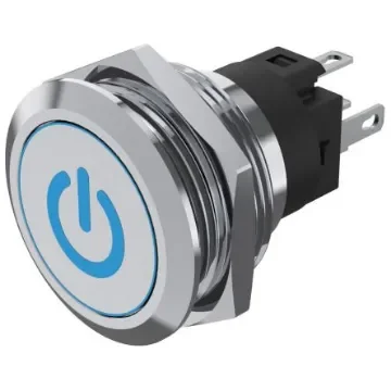 EAO 82 Series Illuminated Push Button Switch, Momentary, Panel Mount, 22.3mm Cutout, SPDT, Blue LED, 240V, IP65, IP67 - 82-6151.1A24.B002 product image