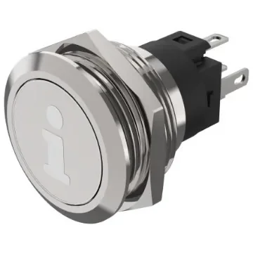 EAO 82 Series Illuminated Push Button Switch, Momentary, Panel Mount, 22.3mm Cutout, SPDT, White LED, 240V, IP65, IP67 - 82-6151.1A54.B004 product image
