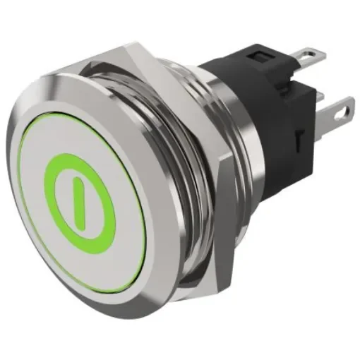 EAO 82 Series Illuminated Push Button Switch, Latching, Panel Mount, 22.3mm Cutout, SPDT, Red/Green LED, 240V, IP65, - 82-6151.2AA4.B001 product image